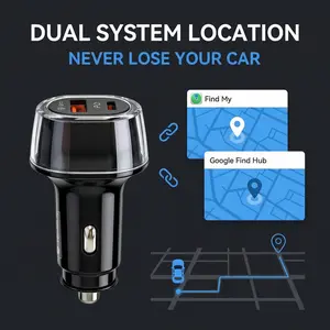 2-in-1 Car GPS Tracker & Fast Charger, Dual System Locator for IOS Find My & Google Find Hub, Anti-Theft Vehicle Finder with Quick Charge USB-C Port, No Subscription Neede