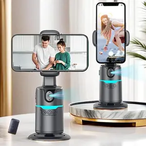 360-Degree Rotatable Smart Selfie Stick, Selfie Stick with Wireless Remote Control, Phone Stabilizer with RGB Light for Video Recording Black filming gadget