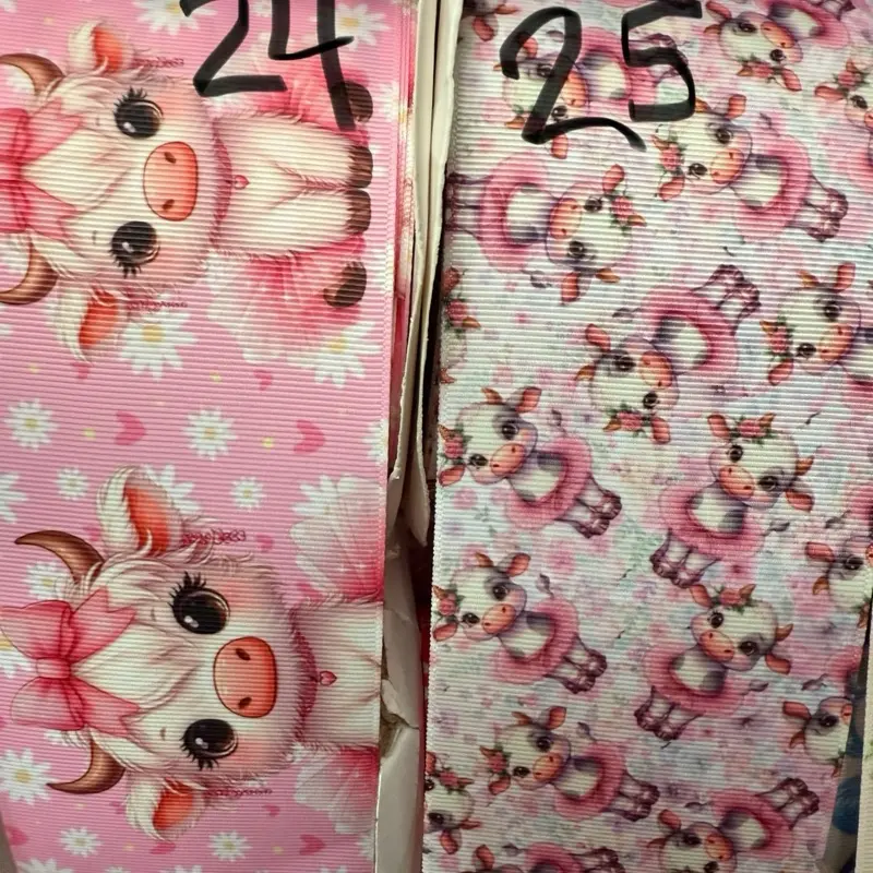 Grosgrain Printed Ribbon 1yd - Floral Design and Text Patterned Material