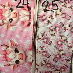 Grosgrain Printed Ribbon 1yd - Floral Design and Text Patterned Material