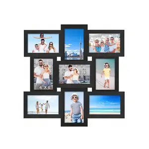 4x6 Picture Frames Collage, 9-Pack Picture Frames Collage For Wall Decor, Black Photo Collage Frame, Multi Picture Frame Set With Glass Front, Required Assembly