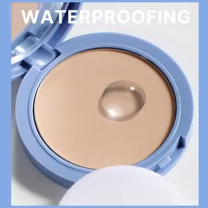 OUHOE Compact Flawless Powder Fog Dry Wet Dual-use, Natural Concealer Durable Waterproof, Lightweight & Breathable Setting Powder Cosmetic Makeup