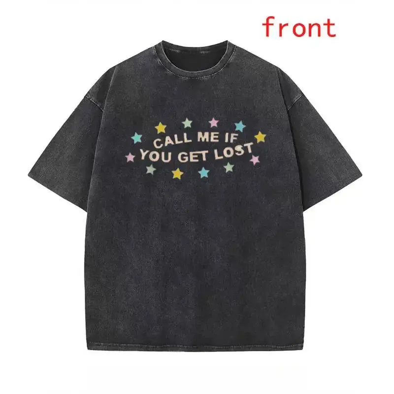 Washed Cotton Short-Sleeve Round Neck Casual Streetwear Sports Top - Call Me If You Get Lost Graphic Gift, Shortsleeve, Tshirt, Graphic Tee, Wash Effect, Graphic Print