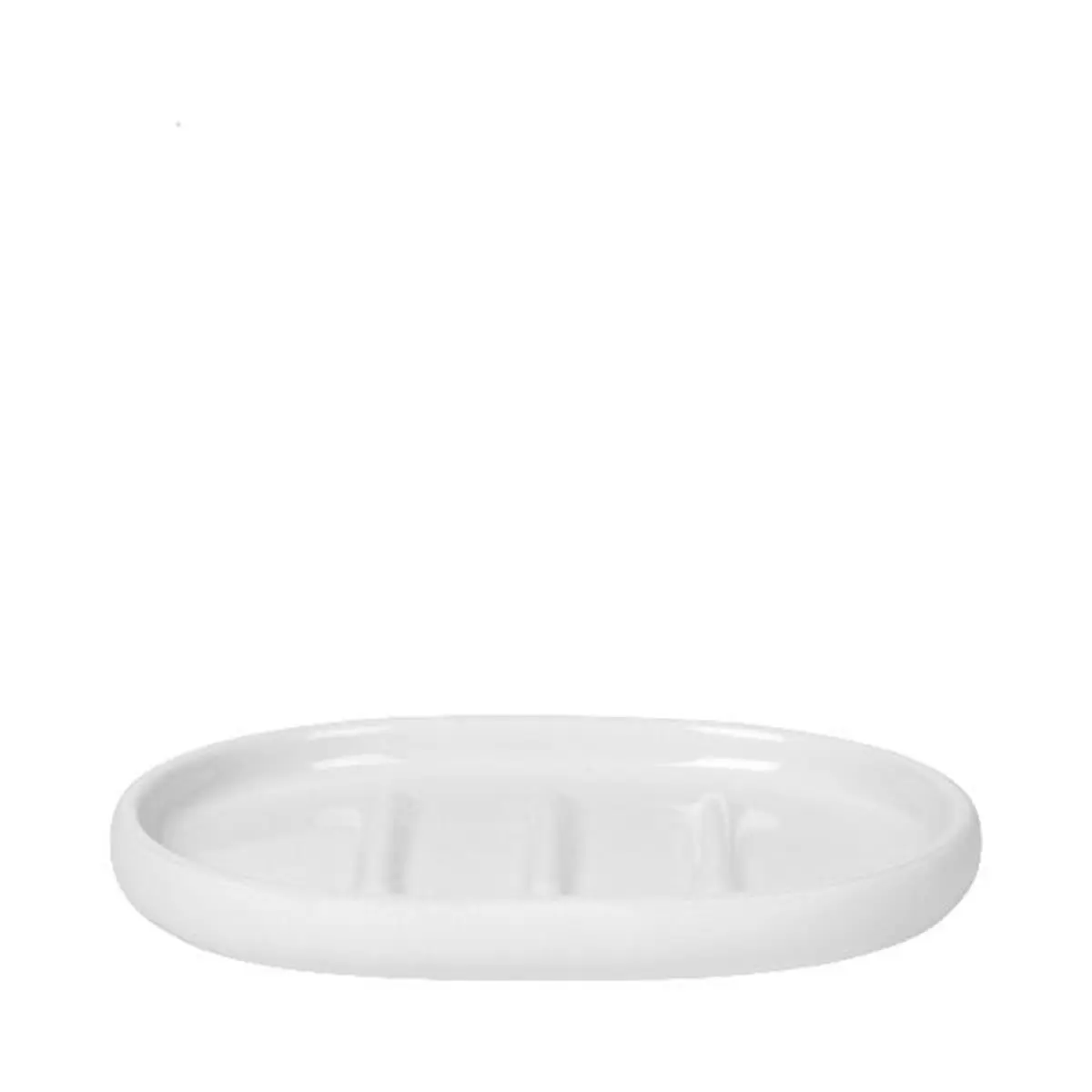 212 MAIN Ceramic Bath Hand Soap Holder - White Silicone Soap Dish with Gentle Shape, Rounded Edges, Silk Matte Finish, Decoration, 5.1x3.9x0.7 in
