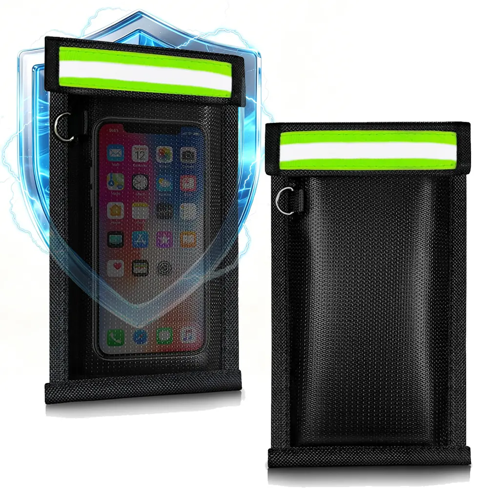 1/2Pack Faraday Bags for Phones and Car Keys, Signal Blocking Pouch, Car Key/WiFi/RFID/GPS Anti-Theft Signal Blocker, Reflective, Black