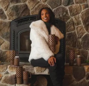 HydroJug 40oz Checkerboard Tumbler with Handle & Straw, Brown Beige Insulated Stainless Steel Cup, Leakproof, 24H Cold Retention, Car Cup Holder Friendly, BPA-Free | Aesthetic Brown Beige Insulated Cup with Handle, Leakproof Travel Mug for Car, Office