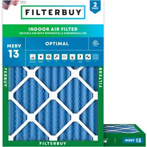 Filterbuy 18x22x2 Air Filter (2-Pack), Pleated MERV 13 Optimal Defense HVAC AC Furnace Air Filters (Actual Size: 17.50 x 21.50 x 1.75 Inches)