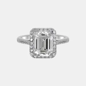 【722】"Begin Again" 3 Carat Synthetic Moissanite Halo Set Ring – Classic Elegant Engagement/Wedding Jewelry for Women, Perfect Birthday/Anniversary Gift