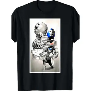 Women's Comfy Soft Short-Sleeve Legendary Mexican Wrestler Demon Blue Lucha Libre T-Shirt, U.S.-Crafted Outfits Top summerwins