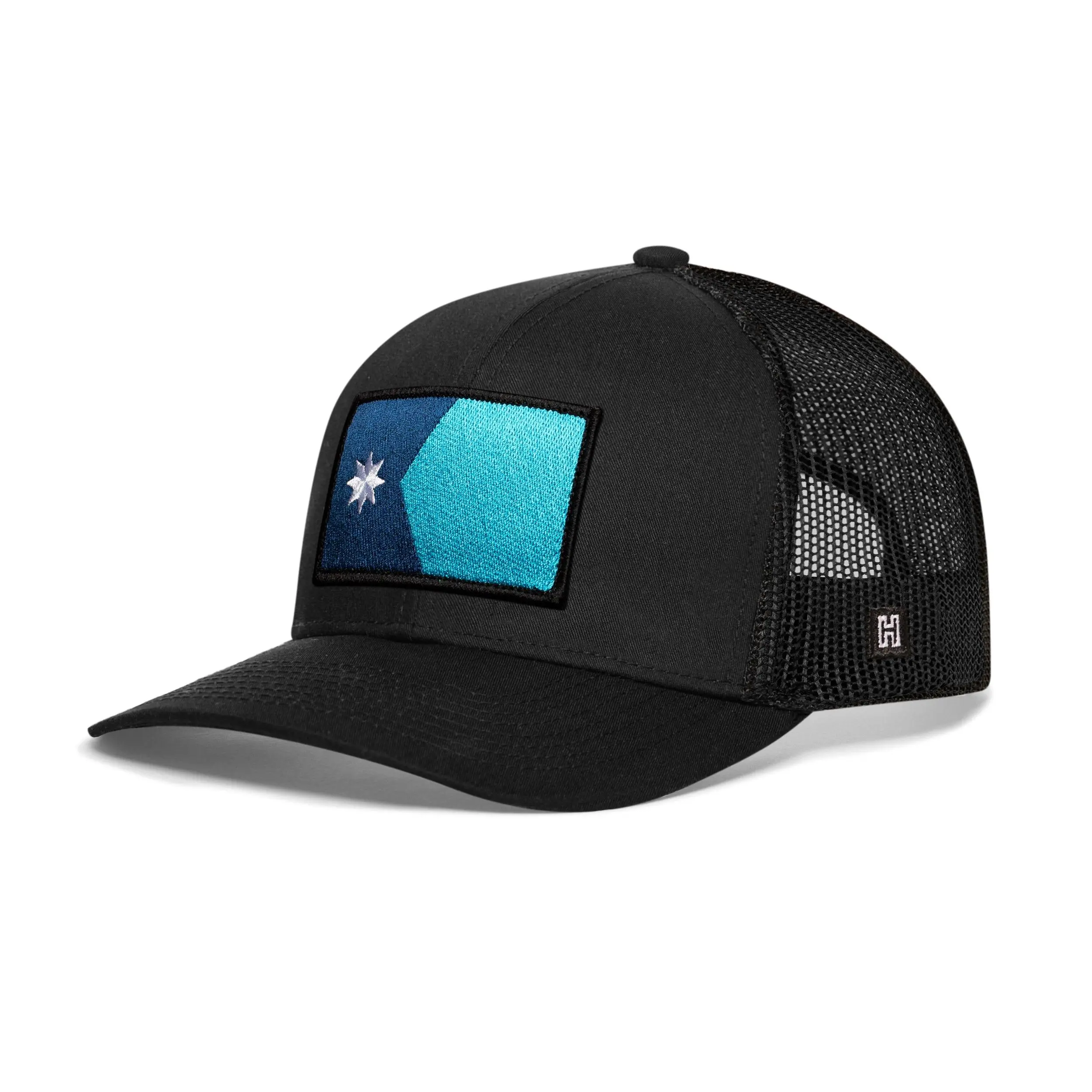 Minnesota Flag Trucker Hat  |  Black Minnesota Flag Snapback