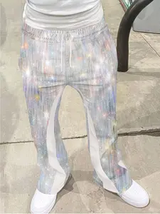 Men's Vintage Bell Bottom Pants, 3D Full Print Casual Wide Leg Trousers, Comfortable Fabric Sporty Versatile Long Pants