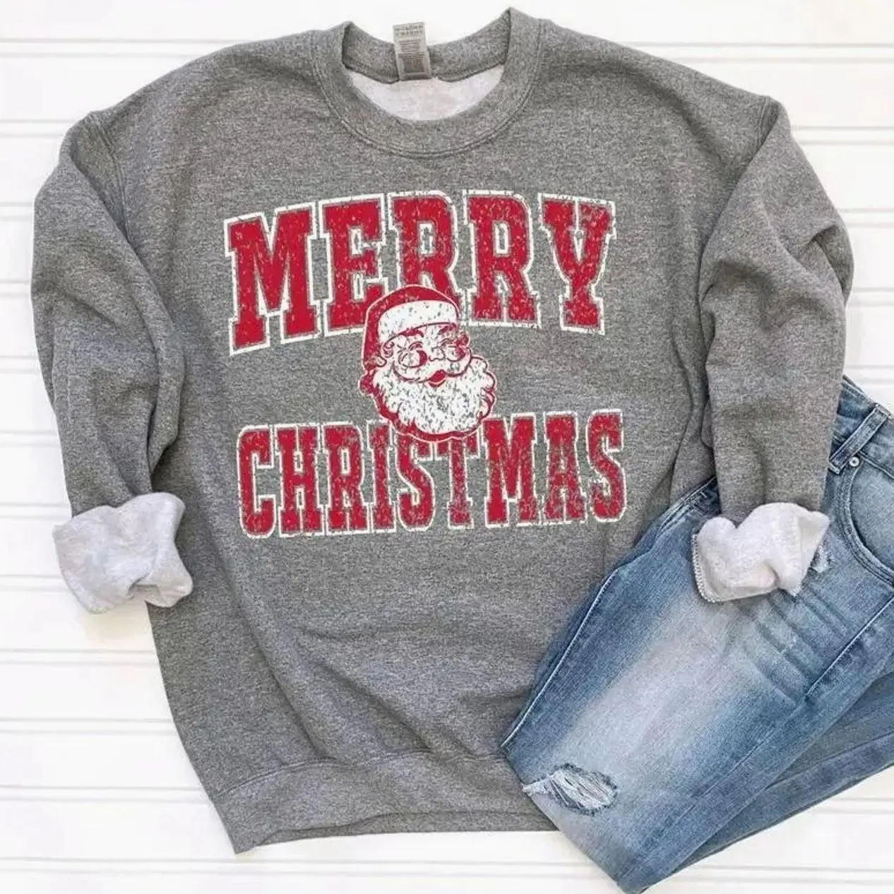 Merry Christmas Santa Sweatshirt, Retro Santa Claus Crewneck, Vintage Christmas Holiday Season Shirt, Cute Xmas Pullover, Cozy Winter Aesthetic Apparel, Festive Family Matching Sweater, Christmas Party Gift for Women and Men, Cute Holiday Outfit