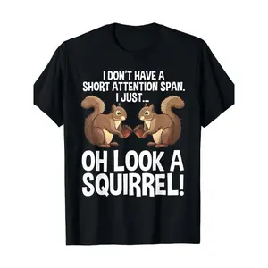 Funny ADHD Squirrel Graphic T-Shirt for Men & Women, Cute Chipmunk Pet Lover Casual Tee