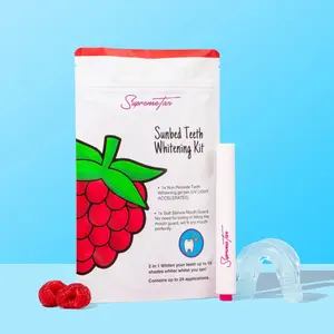 SupremeTan Sunbed Teeth Whitening Kit - UV-Accelerated Gel Pen & Silicone Mouth Guard - Up to 10 Shades Whiter Teeth - Non-Peroxide Formula - 20 Applications