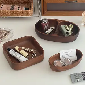 Vintage Desktop Storage Box, Multifunctional Storage Bin, Entryway Key Tray, Wooden Jewelry Organizer Plate, Makeup Organizer Box, Makeup Tool Organizer, 1count Retro Style, Ideal for Home Organization