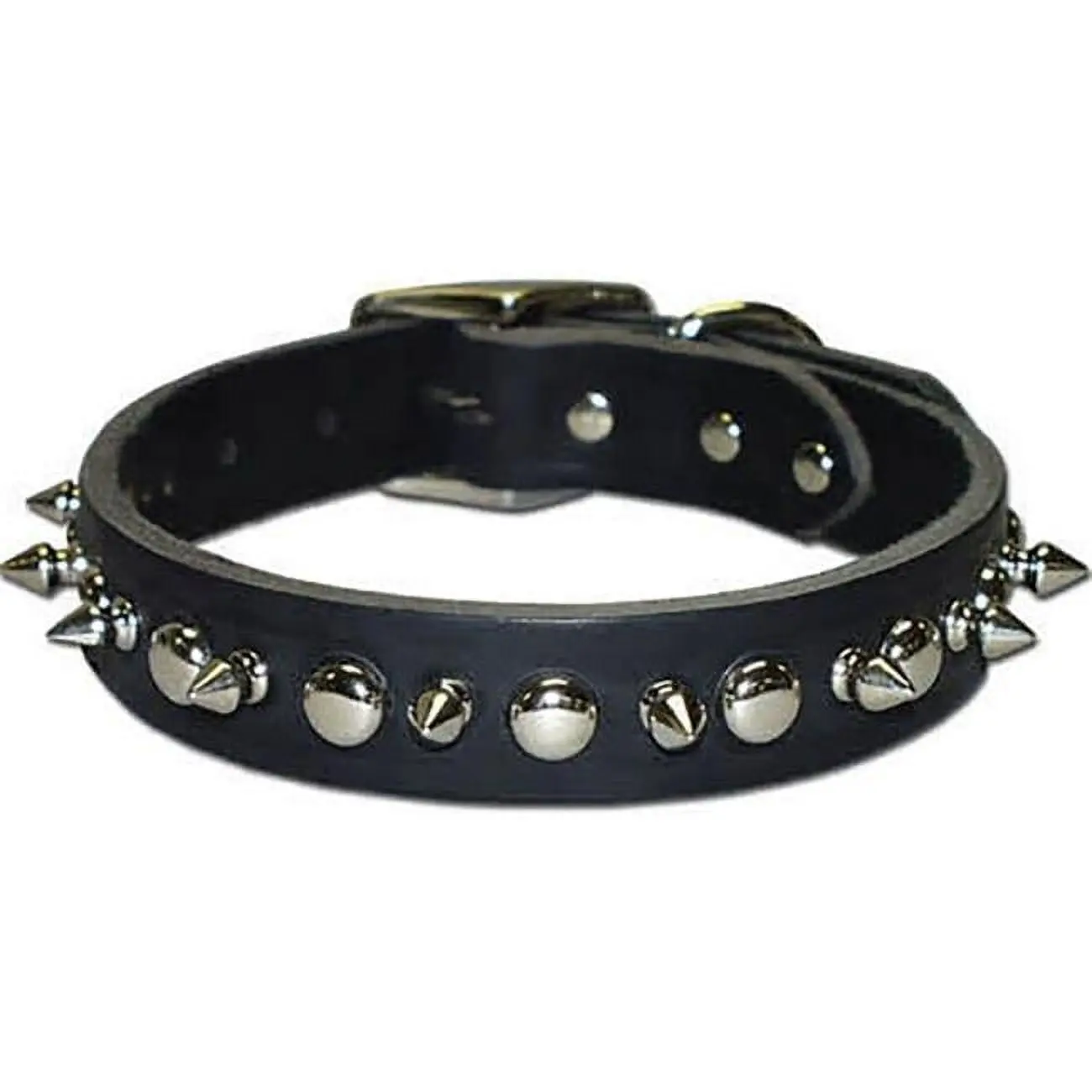 Leather Brothers 38LKS-BK12 0.37 x 12 in. Latigo Leather 1 Ply Spiked Dog Collar, Black
