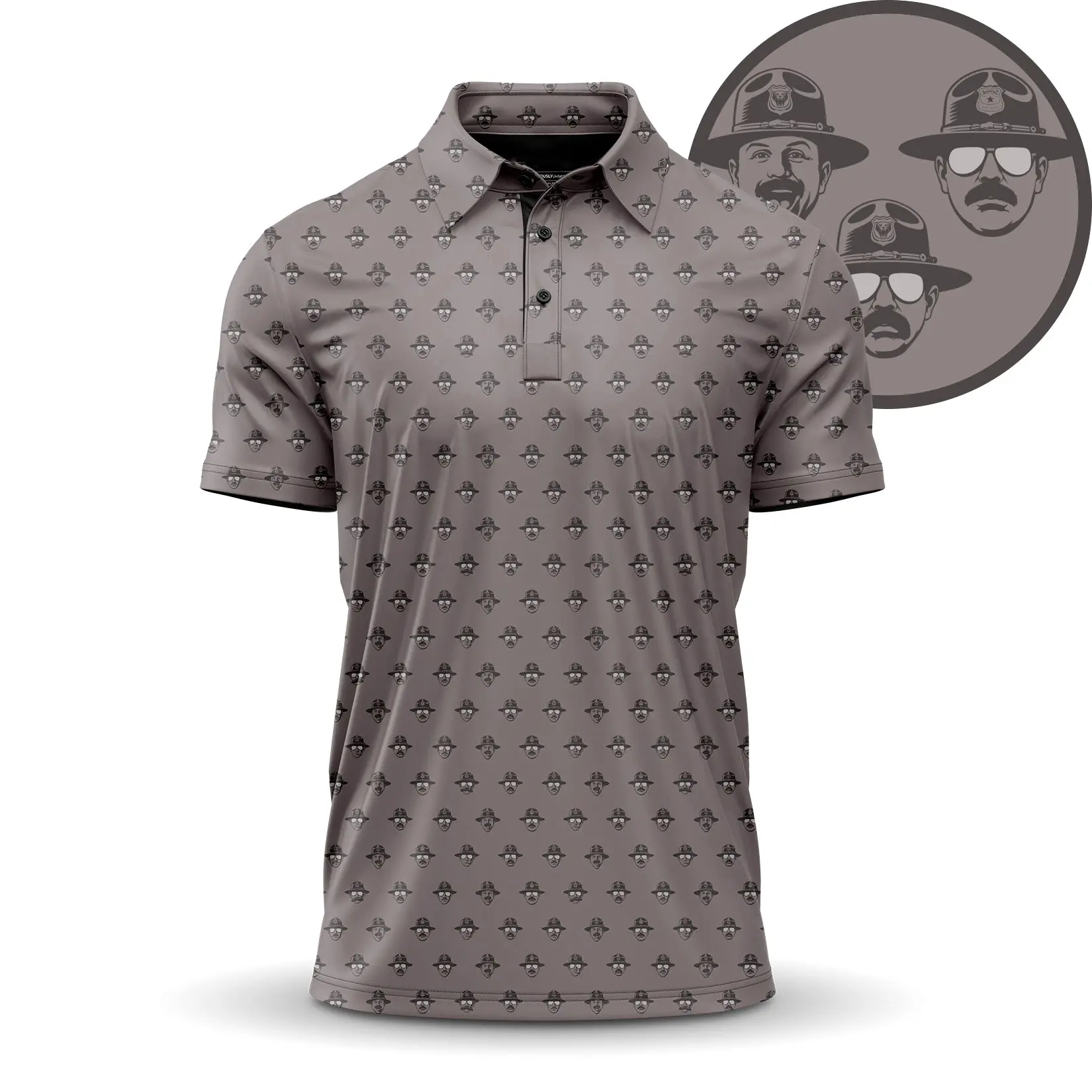 State Trooper Polo Shirt for Men, Police Officer Inspired All Over Print Golf Polo, Law Enforcement Gift