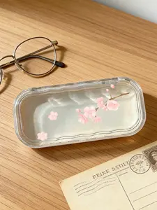 Women's Cherry Blossom Pattern Eyeglasses Case, Elegant Portable Storage Box, Scratch Resistant Dustproof, Perfect Gift for All Occasions