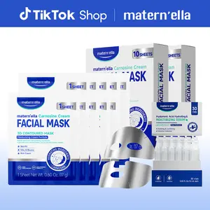 Matern'ella 2-Piece Skincare Set: 4D Hyaluronic Acid Ampoules + Carnosine Cream Mask | Anti-Aging + Deep Hydration for Sensitive Skin