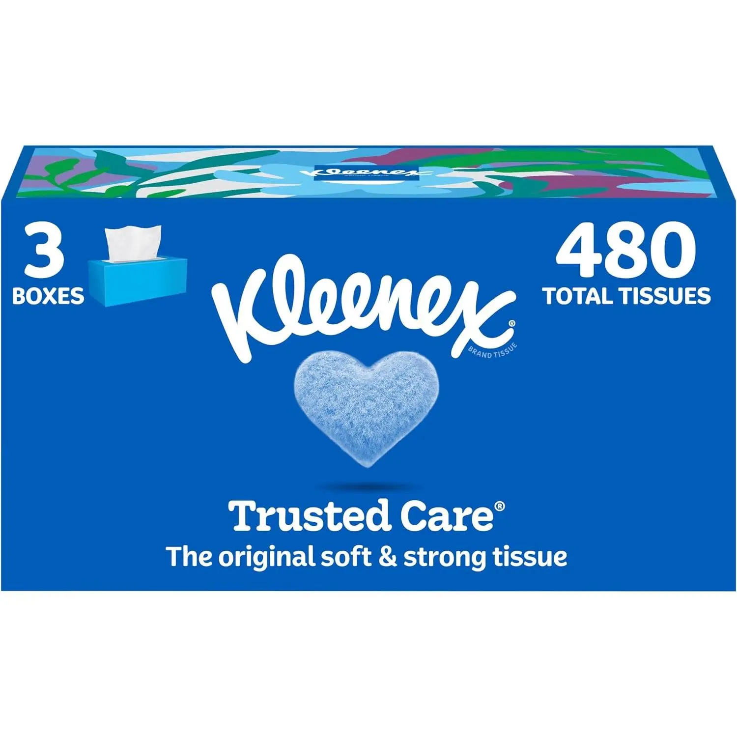 Trusted Care Facial Tissues, 3 Flat Boxes, 160 Tissues per Box