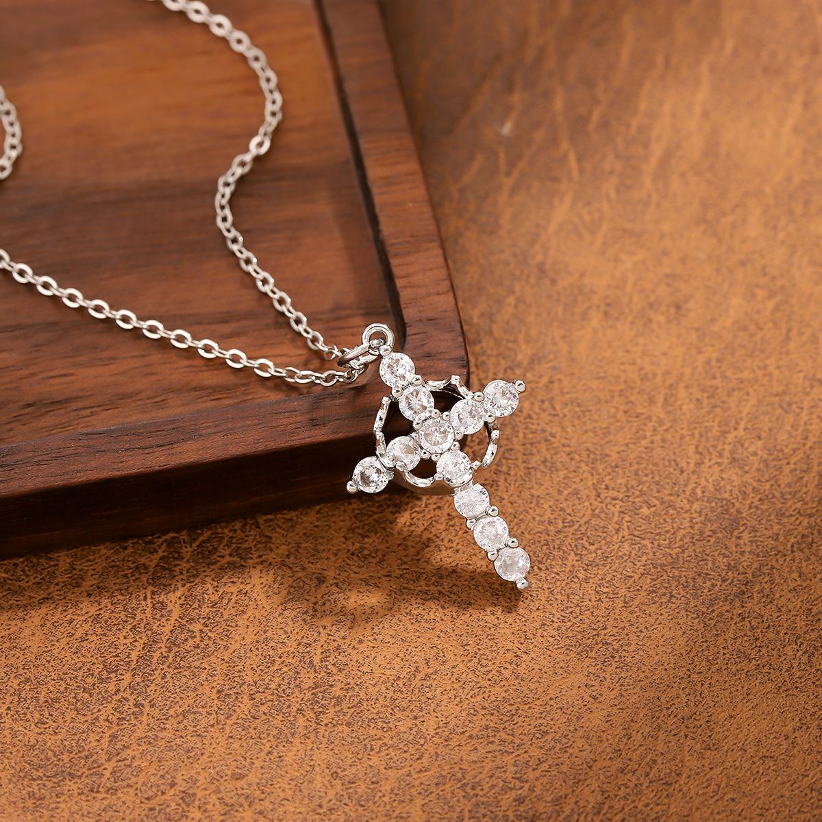 YEAHLOVE Vintage Sparkling Cross Crown Pendant Necklace | Retro Dainty Statement Jewelry for Everyday Wear, Gifting & Good Fortune