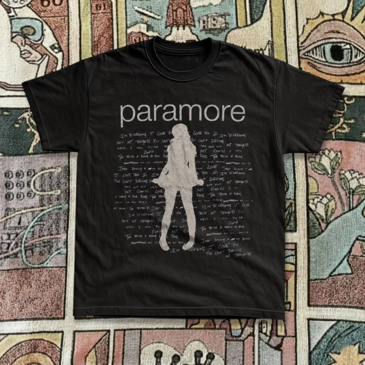 Retro Paramore Silhouette Lyrics Black Graphic Tee