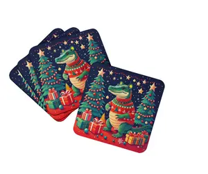 Alligator Christmas Foam Coaster Set of 4