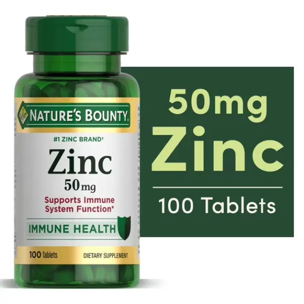 Nature’s Bounty Zinc 50mg | Immune System, Skin, & Antioxidant Health Support | Contributes to DNA Formation | Vegetarian, Non-GMO, Gluten Free | 100 Caplets, 1 Serving Per Day for Daily Health
