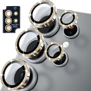 For Samsung S26 S25 Plus S26 Ultra 5G Bling Gitter Cellphone Camera Lens Protector Metal Ring Protector Cover Protection Accessories Durable