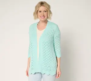 Denim & Co. Regular 100% Cotton Pointelle Cardigan