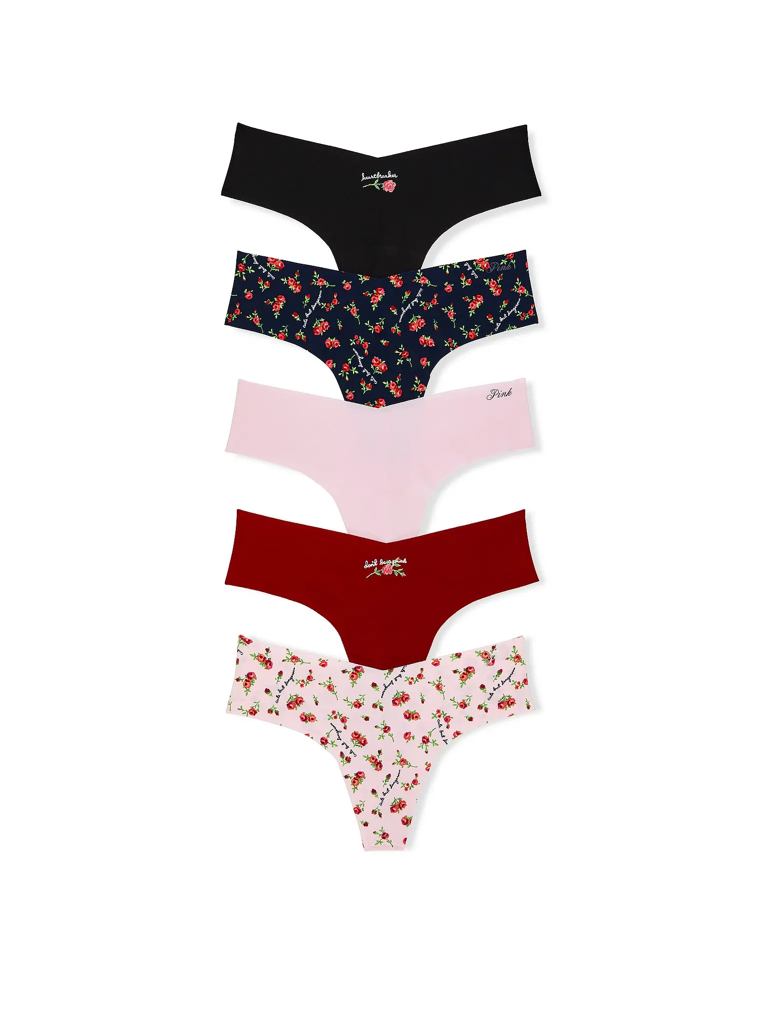 Victoria's Secret PINK Women's No Show Thong Underwear, Panties for Women, Multi Pack (XS-XXL)