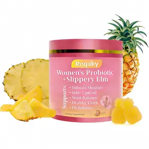 Reqaky Women's daily Probiotic Gummies Hawaiian Pineapple Flavor 60 Gummies Supports Intimate Moisture Odor Control Yeast Balance Healthy Elora pH Balance dryness-hawaiian