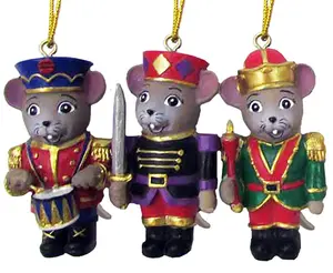 Nutcracker Mouse Ornaments Set of 3 2 inch