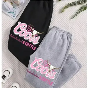 Coors & Cattle Graphic Sweatpants, Unisex Regular Fit Joggers for Everyday Wear, Casual Western Style, Comfortable & Stylish Lounge Pants E