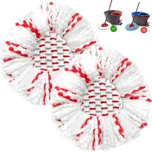 2 Pack Mop Heads Replacements - 40%  Cleaning Power, Spin Mop Heads Replacements for O Cedar Easy Wring 1- System, Deep Cleaning, Microfiber and Machine Washable
