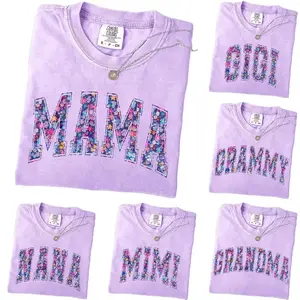Custom Comfort Colors Mama T-Shirt, Floral Mom Spring Shirt, Personalized Flower Grandma Tee, Floral Nana Auntie Mimi Gigi Grammy Shirt - EVA RAMOS