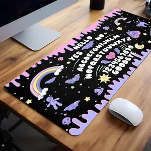 Kawaii Pastel Gothic Ouija Design Mouse Pad, 1 Count Non-slip Rubber Base Stitched Edge Desk Pad, Office Desk Accessories for Home Office Game