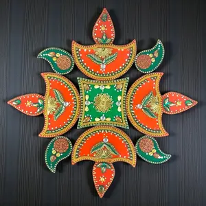 Sacred Acrylic Rangoli Set | Reusable 12" Decoration for Diwali, Weddings, Navratri | Traditional Elegance for Home & Temple