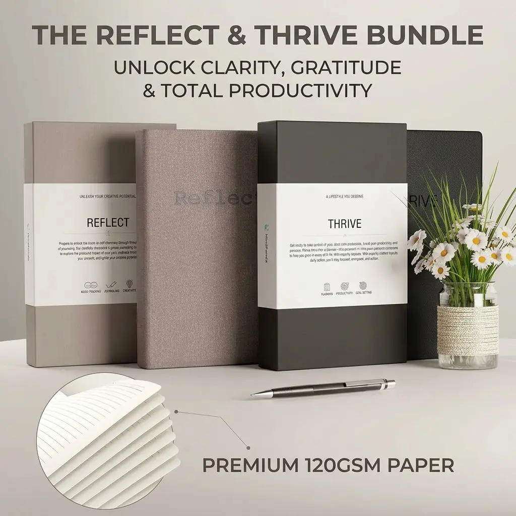 MindPanda Ultimate Journal & Planner Bundle – Guided Mindfulness Journal & Thrive Daily Productivity Planner Set | Non-Bleed A5 Hardcover Set