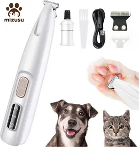 Rechargeable Pet Hair Trimmer Kit with LED Light, Cordless Quiet Dog Grooming Clippers, Waterproof Low Noise Pet Paw Shaver for Small Dogs & Cats