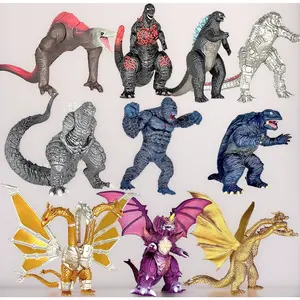 Set of 10 Godzilla vs Kong Dinosaur Dragon Action Figures with Movable Joints, Includes Shin Ultima, Gamera, MechaGodzilla, Ghidorah, Skull Crawler & Destoroyah, Perfect Cake Toppers Pack
