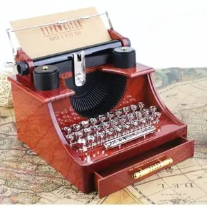 Vintage Typewriter Music Box, Creative Traditional Gift for Home Office Decor, Classical Style Decorative Mechanical Clockwork, Fun Personal Gift Idea