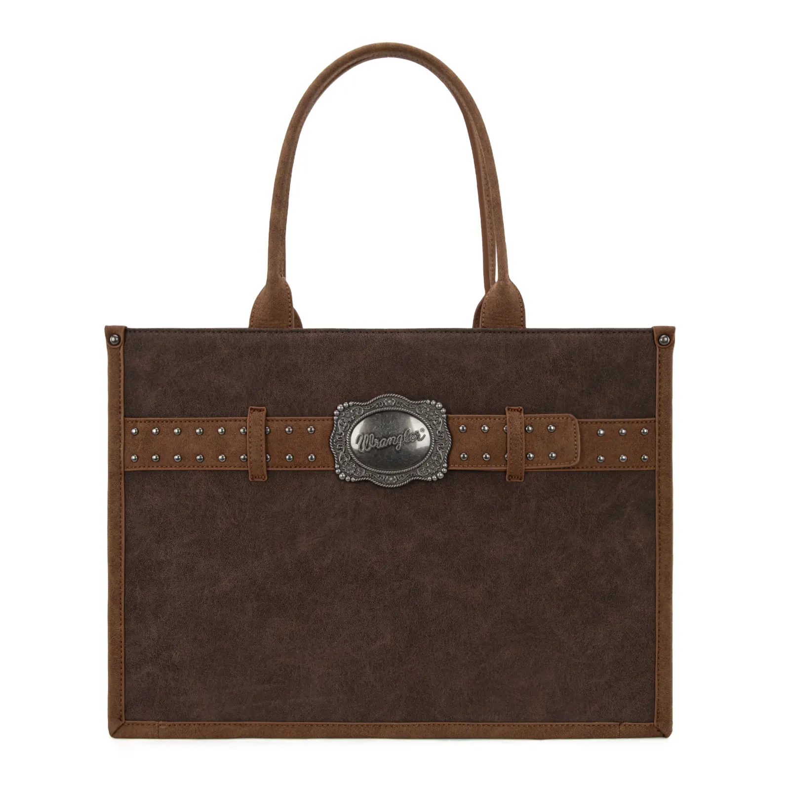 Wrangler Large Tote Bag for Women with Engraved Antique Silver Buckle and Concealed Carry Pocket High Capacity Everyday Use Commute Bag