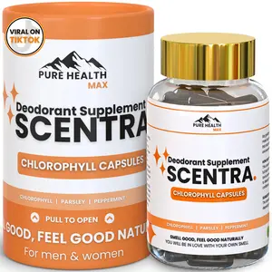 Scentra Deodorizing Supplement | Chlorophyll Capsules for Women and Men, Full Body Deodorant Pills | Natural Internal Odor Defeat Supplements, 60 Tablets for Breath, Underarm, Skin with Mint & Parsley