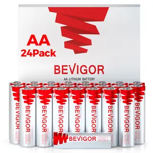 BEVIGOR Lithium AA Batteries 4-48 Pack, Long Lasting 1.5V AA Battery, 20-Year Shelf Life Lithium Batteries for Blink Camera, Flashlight, Microphone, Alarm System【Non-Rechargeable】