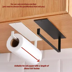 Stainless Steel Wall-Mounted Paper Towel Holder, No-Drill Adhesive Mounting Design, Large Square Shape for Home & Bathroom Use, Bathroom Organizing Accessories, Toilet Paper Holder