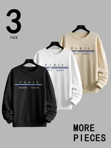 Men's Classic Embroidered Collar Sweatshirt, Simple Style Casual Fashion Clothing, Perfect for Daily Wear, Comfortable & Stylish Design