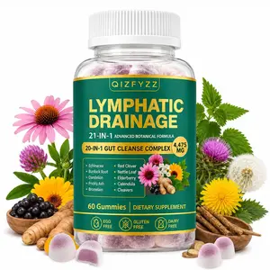 Lymphatic Drainage Gummies for Women & Men – 21-in-1 Herbal Blend with Echinacea, Burdock Root, Red Clover & Elderberry – Daily Wellness Gummies – Sugar-Coated Purple Gummies, 60 Count
