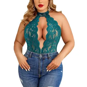 Plus Size Lingerie for Women Lace Bodysuit Halter Nightgown 16-24 Plus