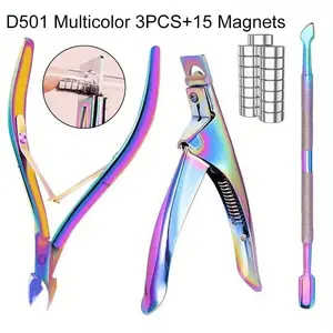 15 Piece Cylinder Multifunctional Cat Eye Magnet Set, 3 Piece Stainless Steel Nail Clipper Manicure Kit, Multi-Function Beauty Tools